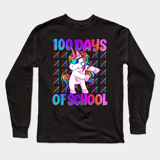 100 Days Of School  Unicorn 100 Days Smarter 100th Day Long Sleeve T-Shirt by vulanstore